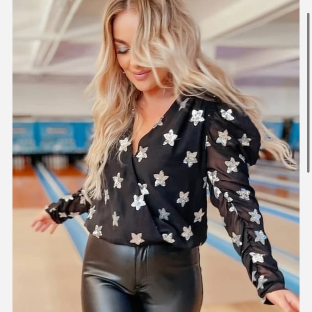 Buddy love black silver star body suit like new